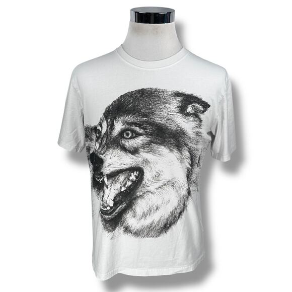 IKEA Wolf Print T-Shirt Men’s Medium White Black Graphic 100% Cotton Pullover - Picture 1 of 9